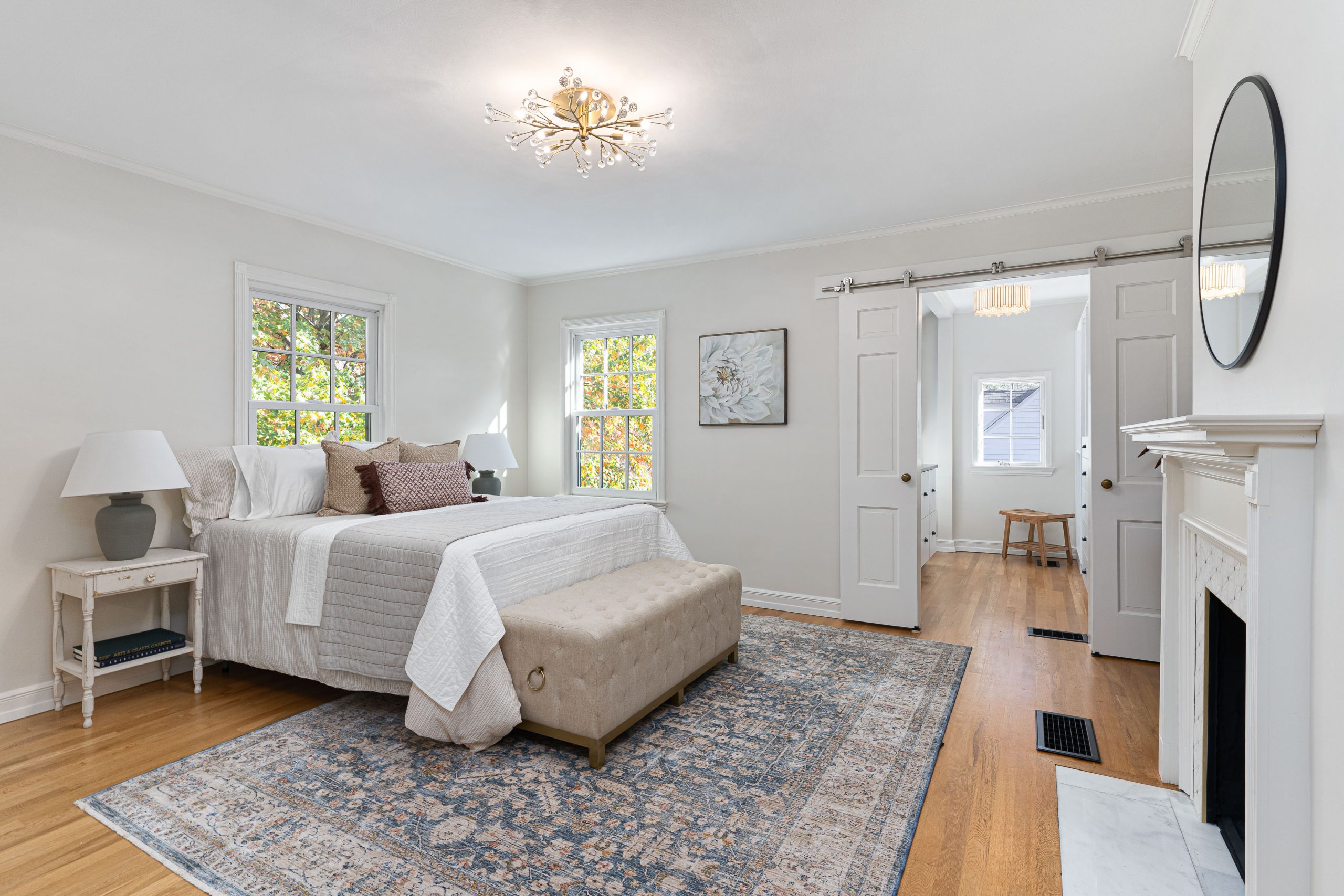 Upscale staging service in Upper Arlington, Ohio, home staged a bright modernized classic influenced home.