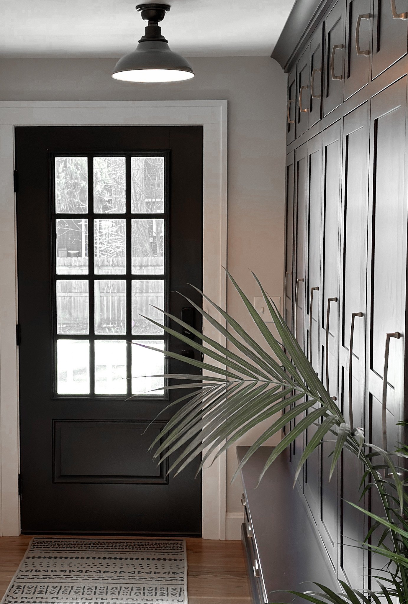 Custom entry way mudroom in Pacific Palisades, California.