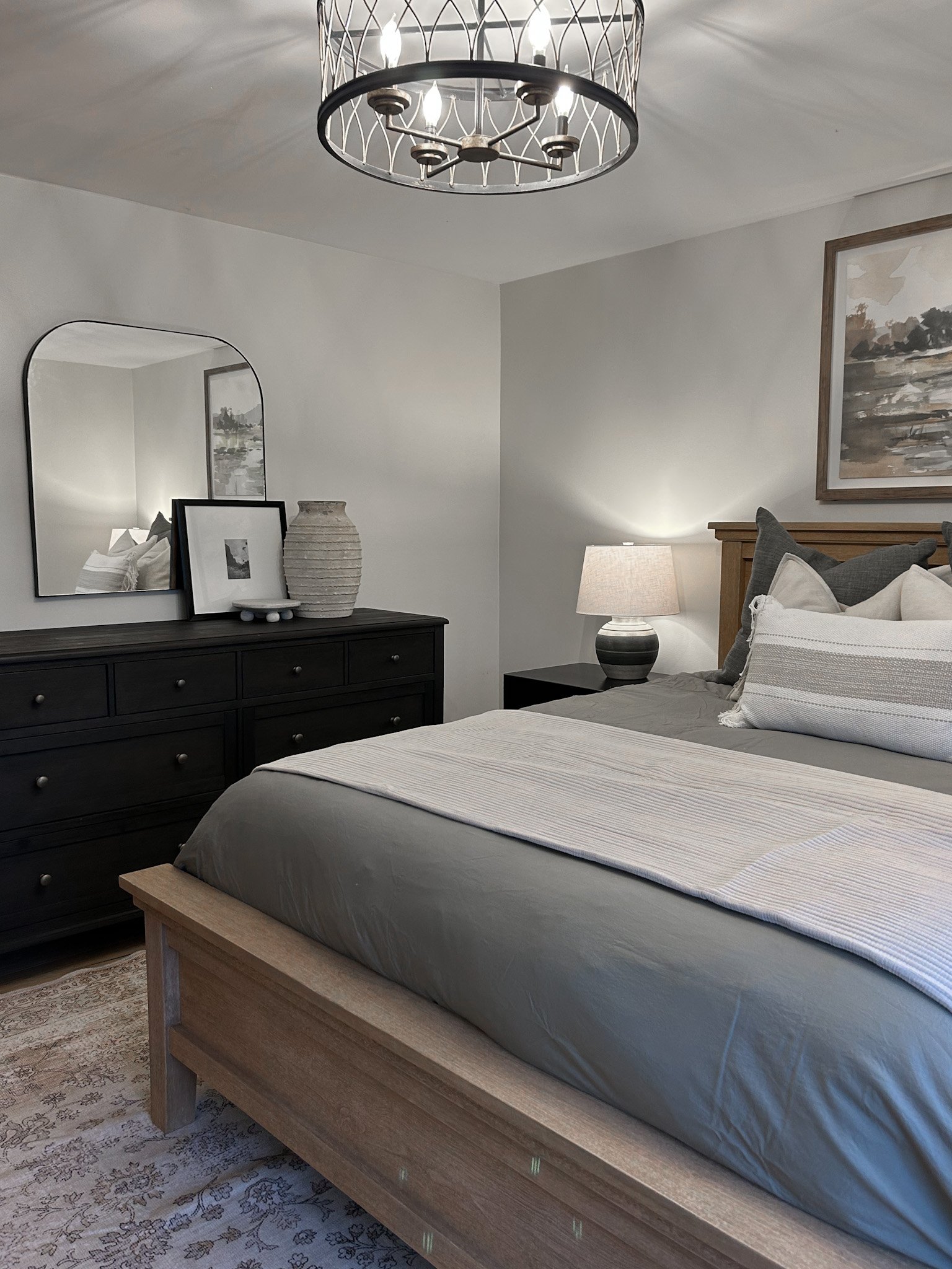 Monochromatic bedroom for Columbus Ohio interior design client.