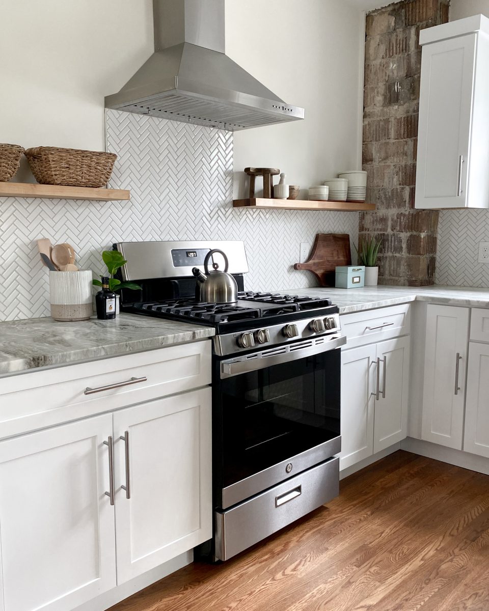 Professionally staged home in Clintonville, Ohio features a fully remodeled kitchen.