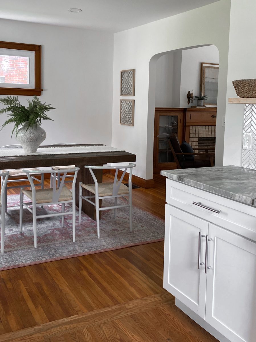 Remodeled Columbus home with an open floor plan between the kitchen and dining room.