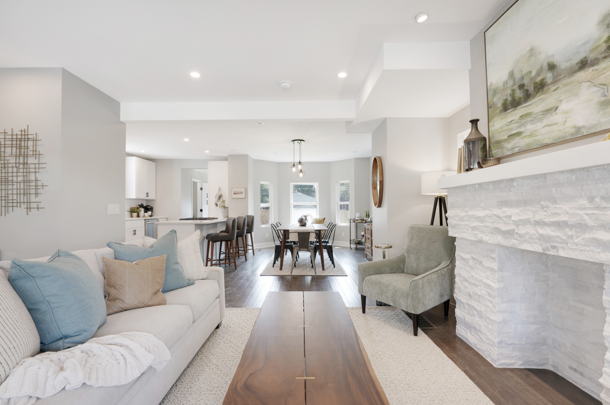 1920's era home in downtown Columbus, remodeled with an open floor plan and beautiful staging from Jennifer Donahue Interior Design Inc.