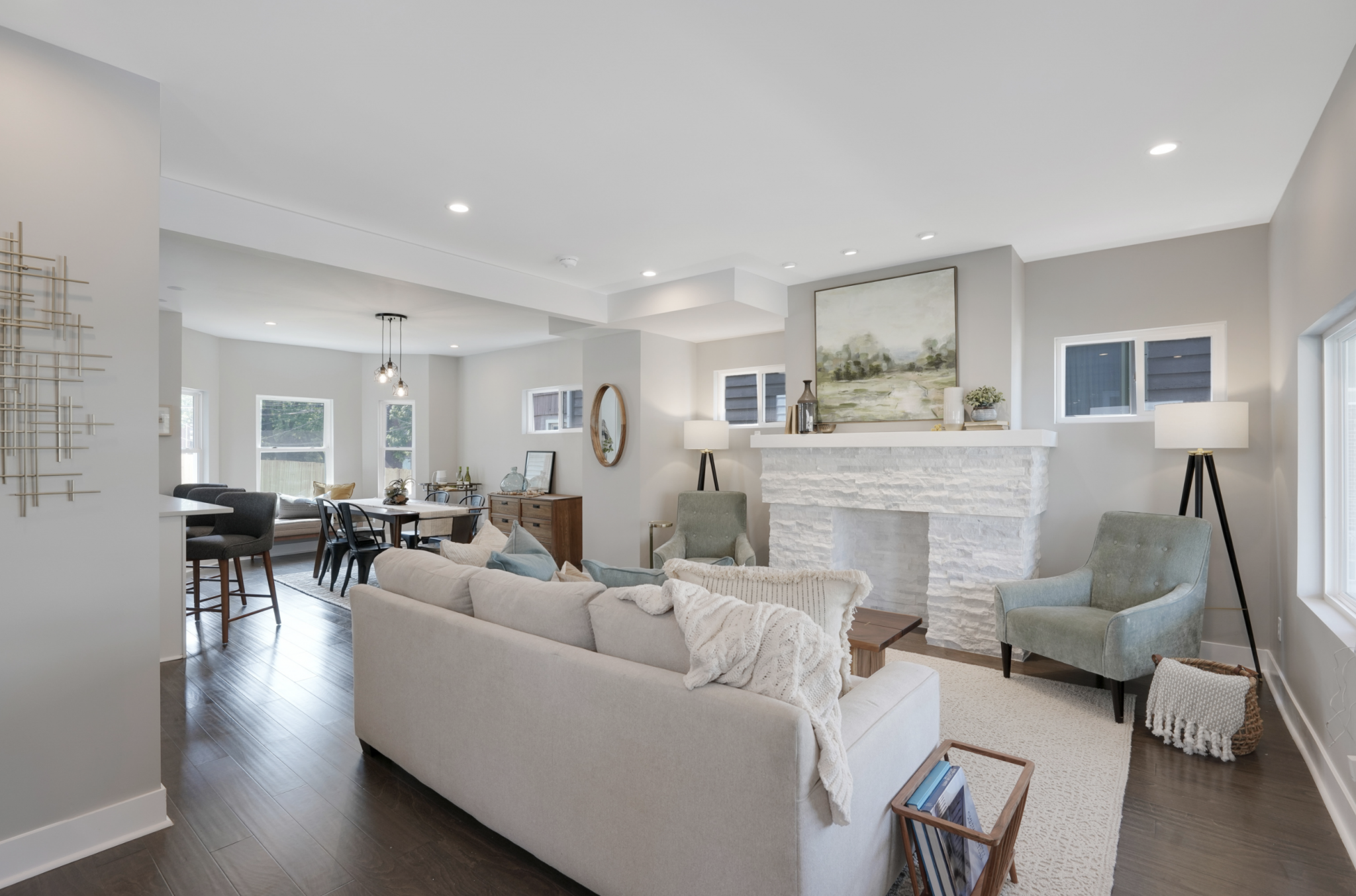 A fully staged home in the Southern Orchards neighborhood of Columbus features a wide range of furniture and decor to entice potential buyers