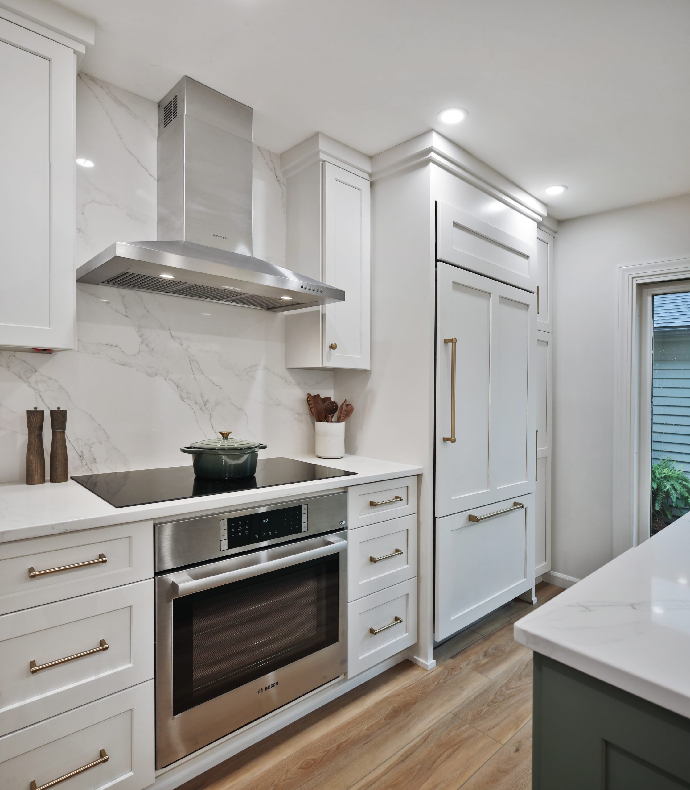 Luxury appliances and refrigerator in a professionally remodeled Clintonville Home.