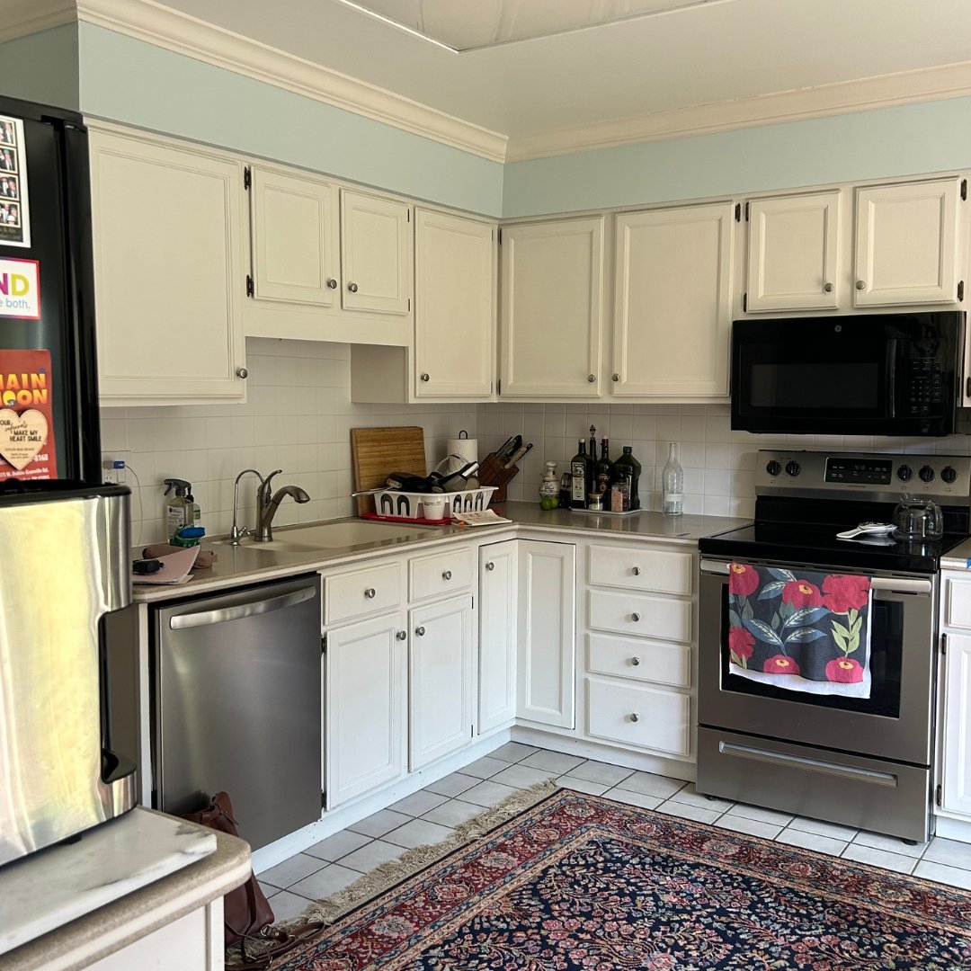 Before the remodeling of a kitchen in a Clintonville, Ohio home. Interior designers, Jennifer Donahue Interior Design Inc lead the effort to complete this kitchen renovation.
