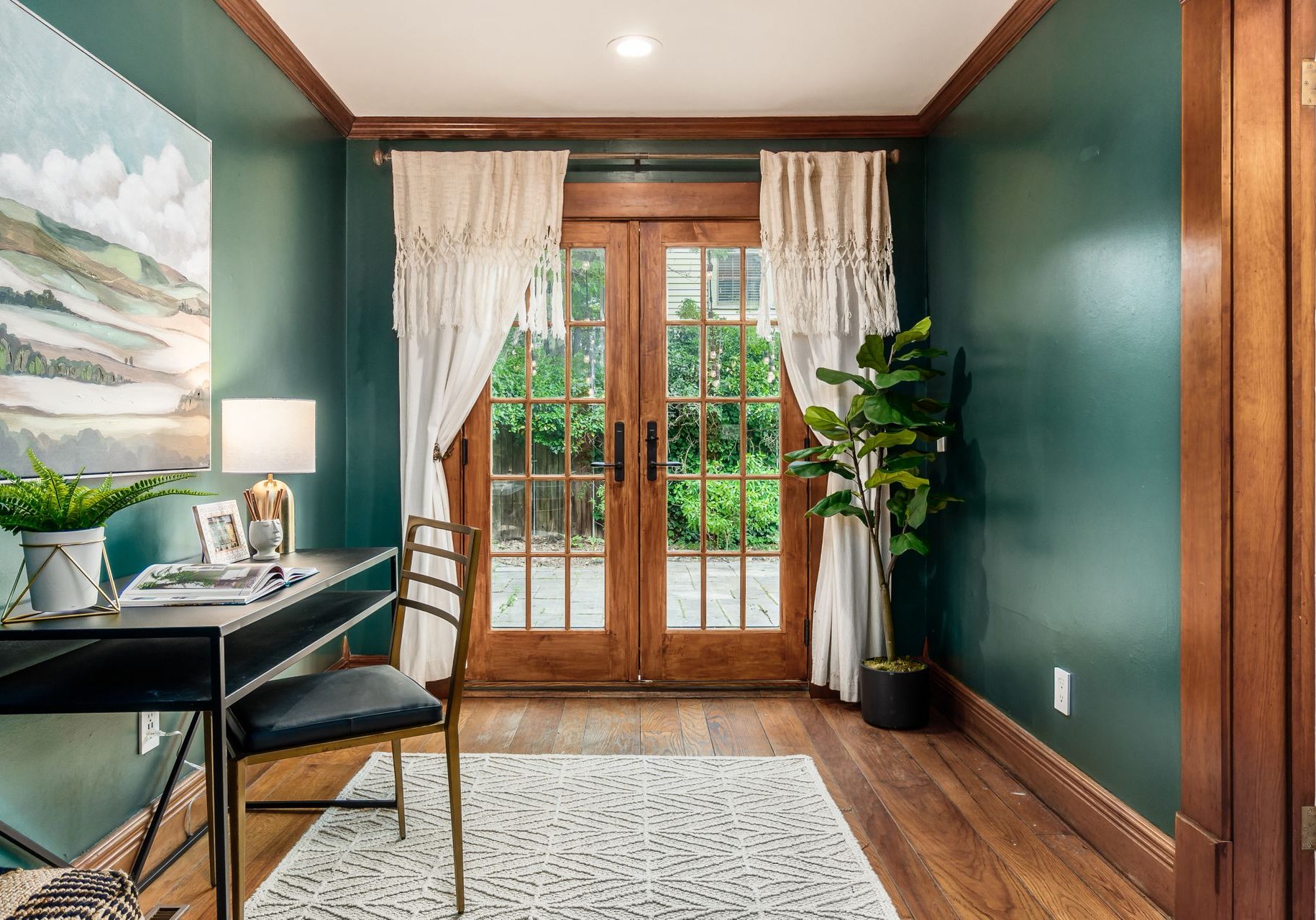 Natural light fills a home office space in a historic central Ohio home.