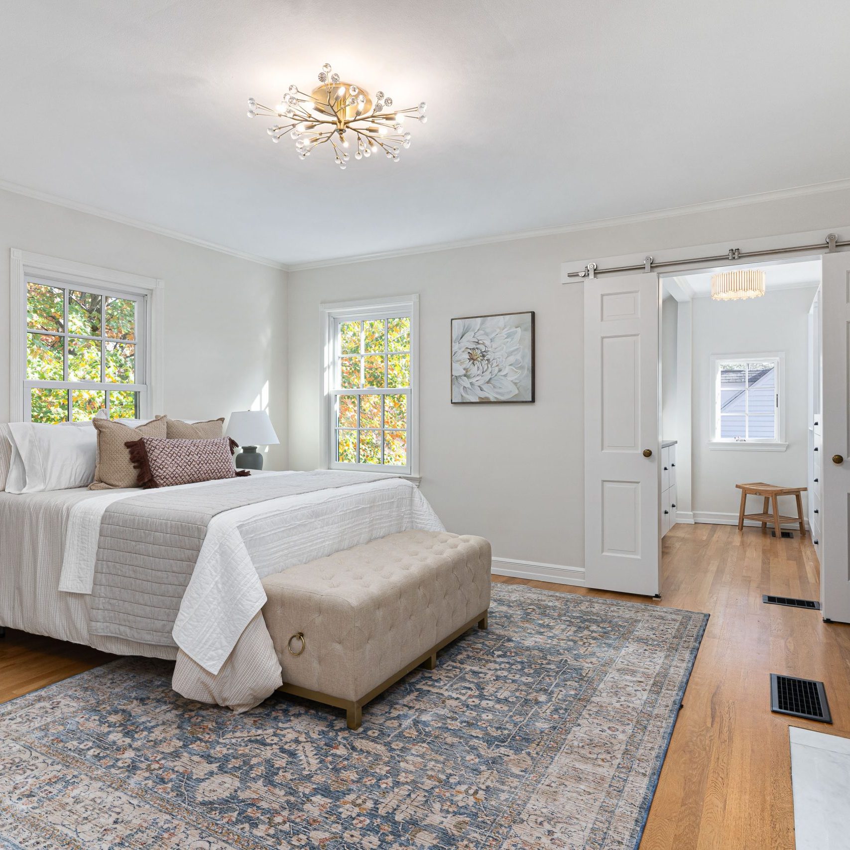 Upscale staging service in Upper Arlington, Ohio, home staged a bright modernized classic influenced home.