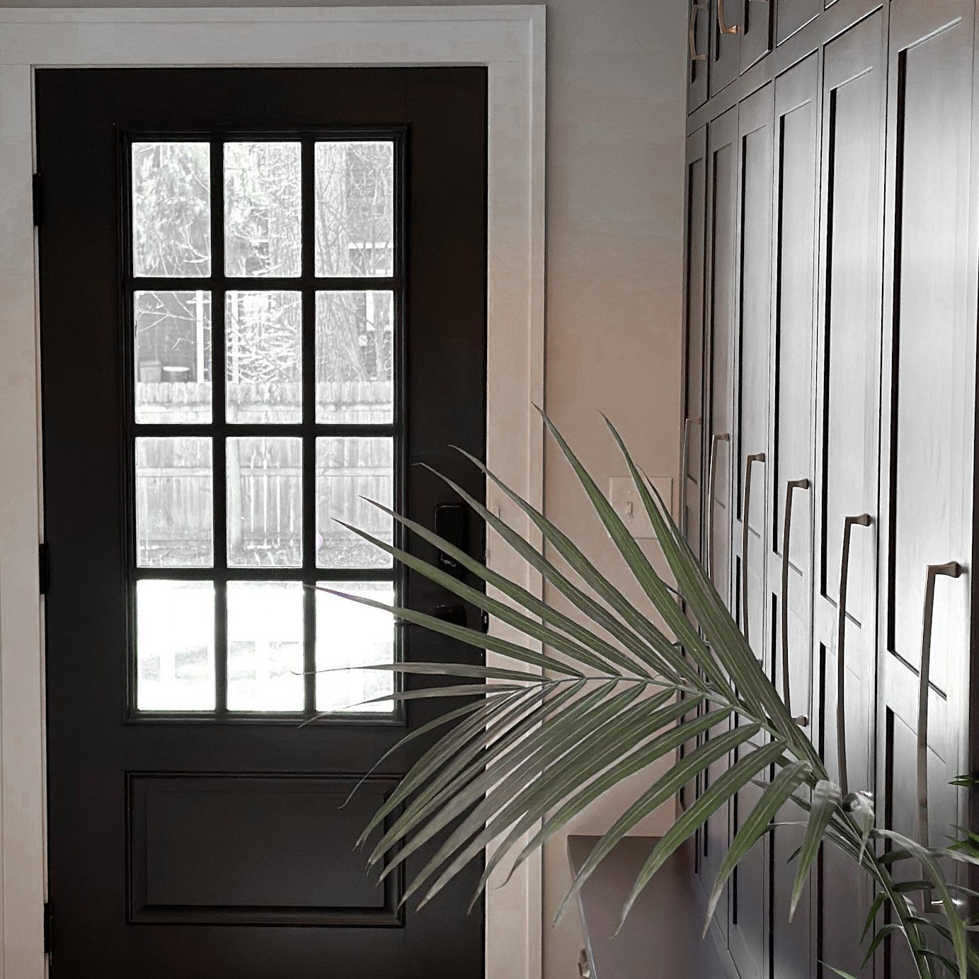 Custom entry way mudroom in Pacific Palisades, California.