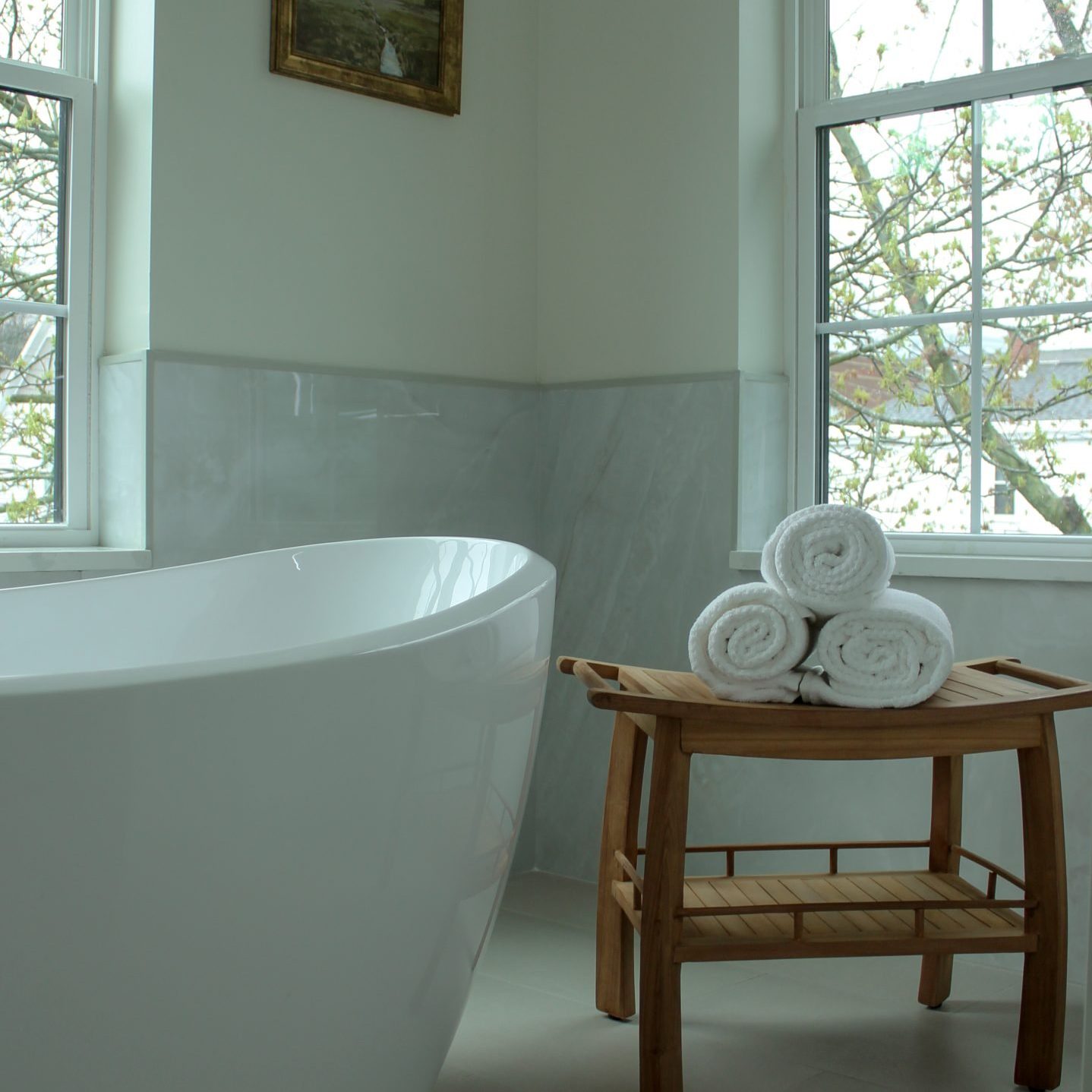 Luxury German Village remodeled bathroom with staging.