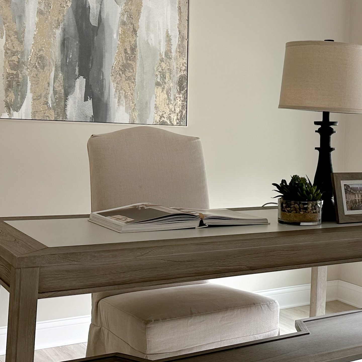 Home office in a luxury home in Dublin, Ohio, styled by premiere interior design and staging company, Jennifer Donahue Interior Design Inc.