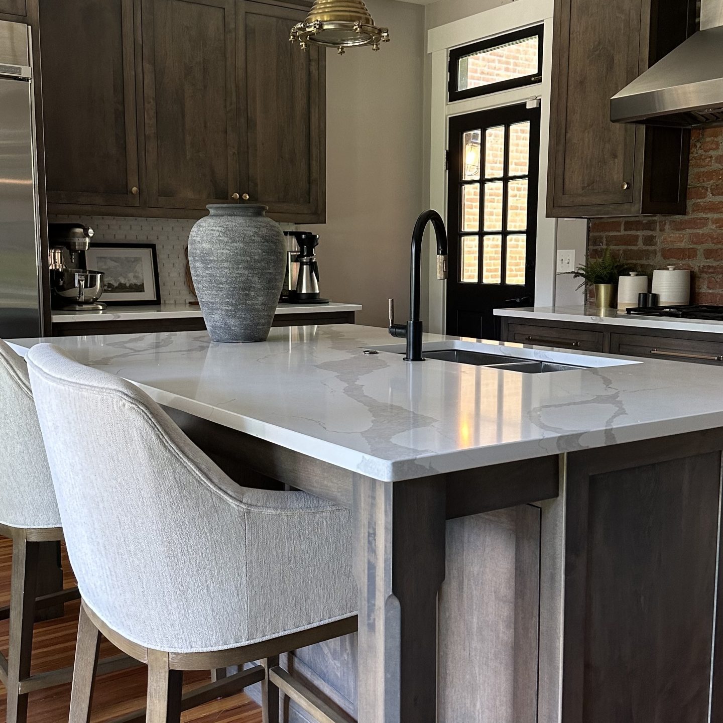 Luxury remodeled kitchen located in a German Village home professionally staged by Jennifer Donahue Interior Design Inc.