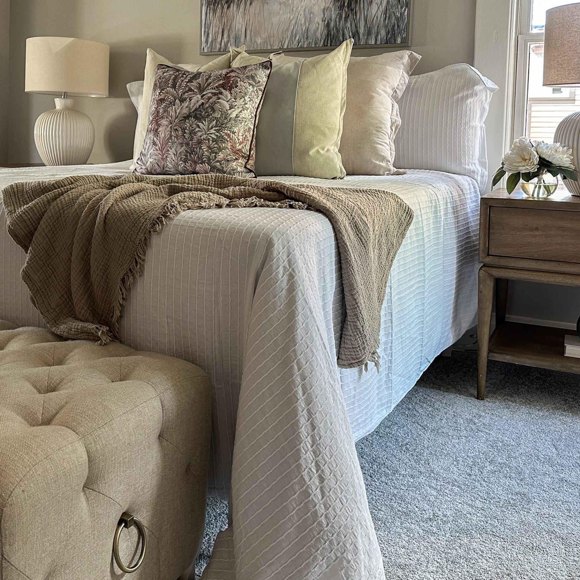 Bedroom in a recently renovated German Village home that was featured on the 2024 German Village Haus und Garten Tour.